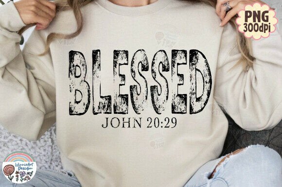 Blessed Christian Quote Retro Distressed Graphics & T-Shirt Designs