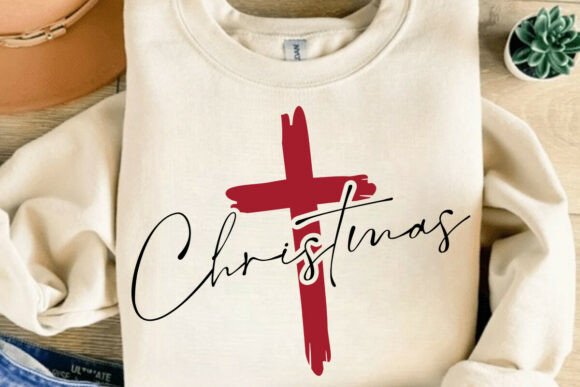 Christmas Cross SVG Graphics for Faith T-Shirt Designs