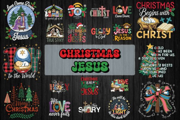 Christmas Jesus SVG Bundle: Graphics for T-Shirt Designs