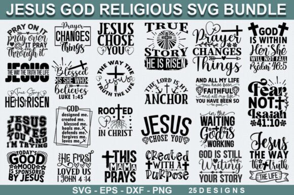 Jesus God Religious SVG Bundle: Graphics & T-Shirt Designs