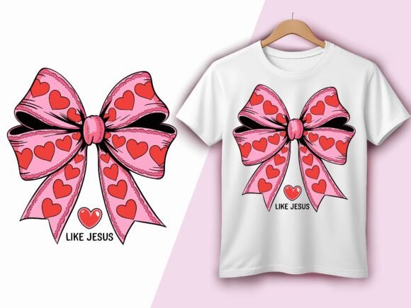 Love Like Jesus Pink Bow Valentine Graphics & T-Shirt Designs