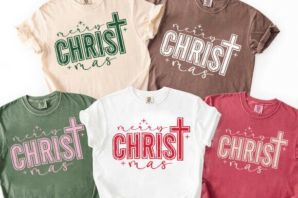 Merry Christmas Christian Religious PNG for Graphics & T-Shirt Designs