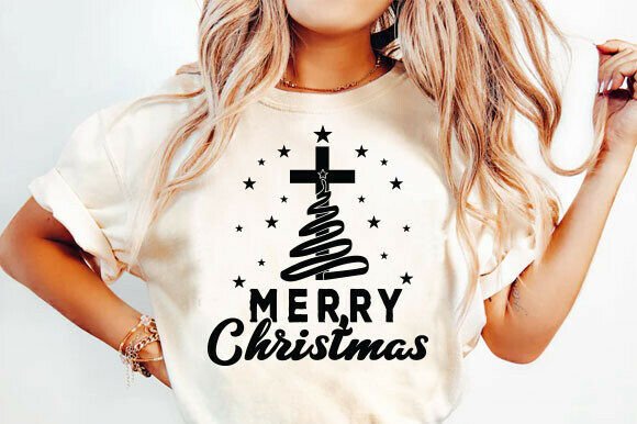 Merry Christmas SVG PNG: Christian Tree Graphics & T-Shirt Designs